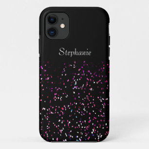 Capa Para iPhone 11 Gráfico de Nome do Monograma Azul Roxo Preto