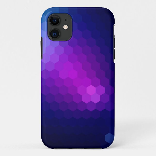 Capa Para iPhone 11 Gráfico sem costura hexagonal roxo (Verso)
