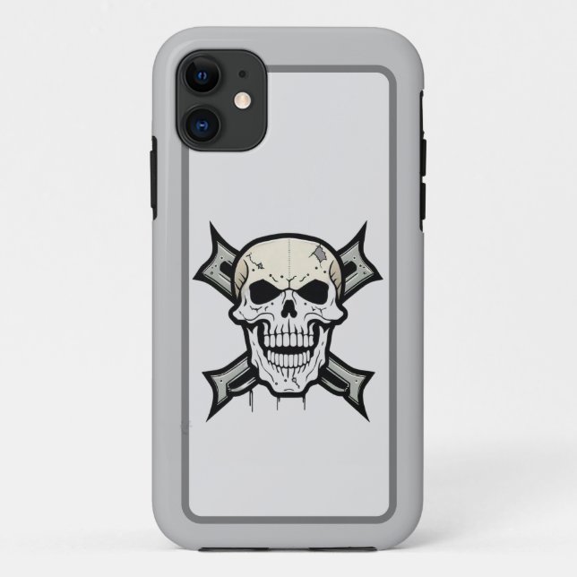 Capa Para iPhone 11 Gráficos Gritty: Design de crânio Negrito (Verso)