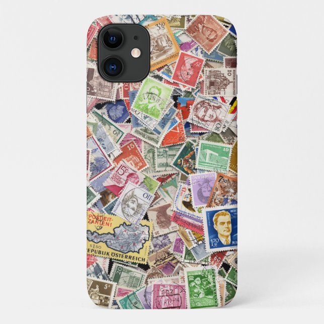 Capa Para iPhone 11 Grande pilha de selos postais (Verso)