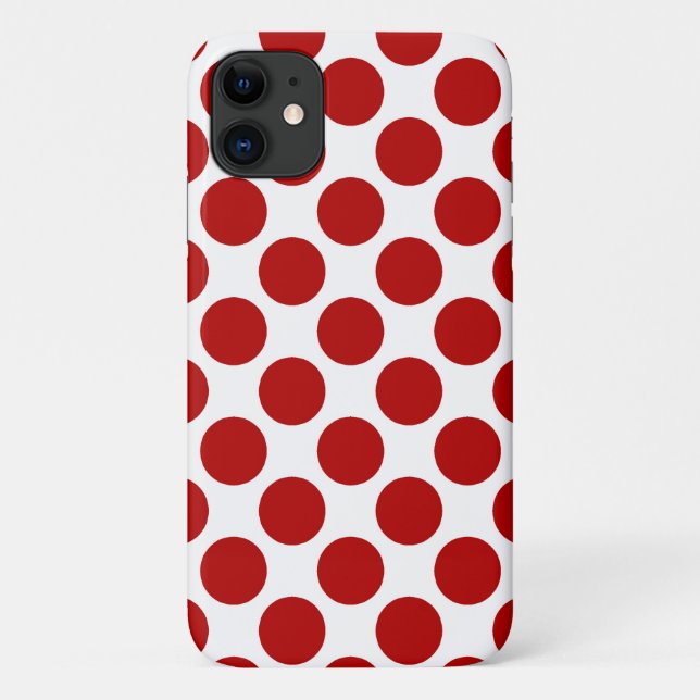 Capa Para iPhone 11 Grandes pontos retrorreflectores - vermelho e bran (Verso)