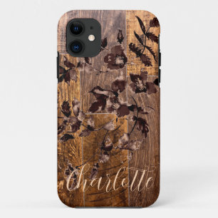 Capa Para iPhone 11 Granel de madeira russa aflita, rosas-do-campo