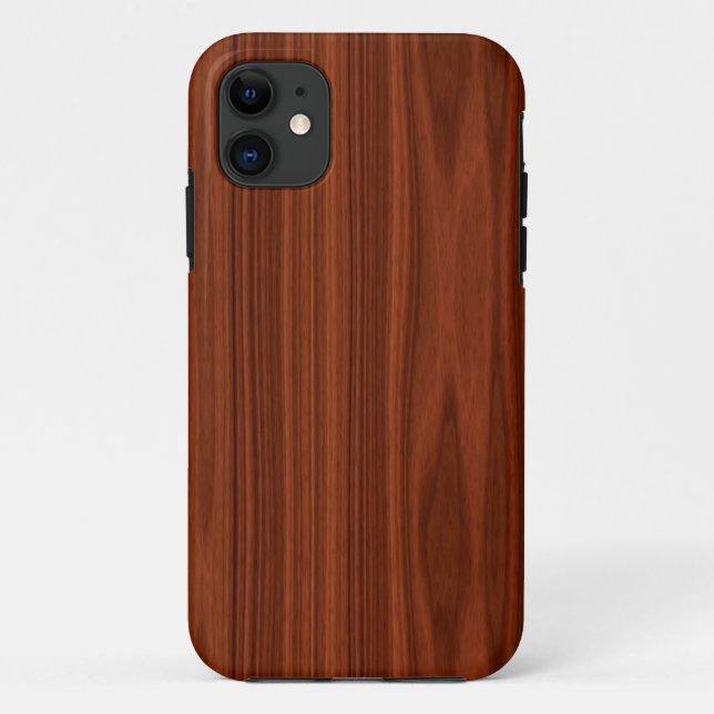 Capa Para iPhone 11 Grão da madeira de Brown avermelhado (Verso)