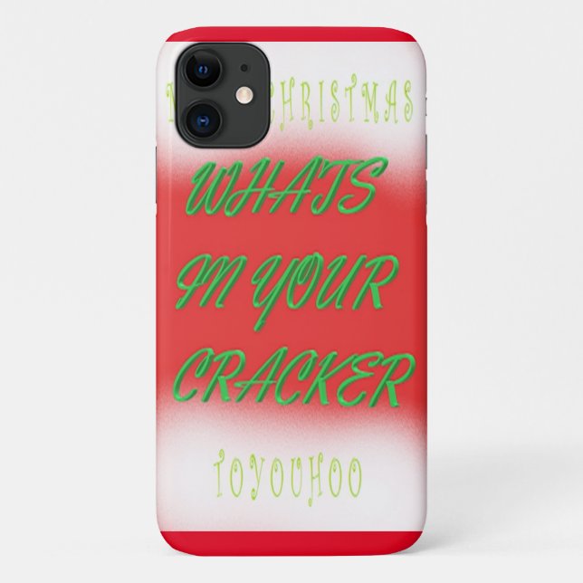 Capa Para iPhone 11 Gratificação de Natal, verde, branco com texto (Verso)