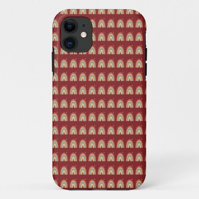 Capa Para iPhone 11 Gravata com Padrão Arco-Íris Boho (Verso)