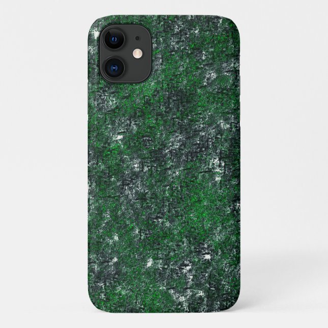 Capa Para iPhone 11 Green fungus upon whitish gray rock or tree trunk  (Verso)