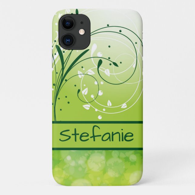 Capa Para iPhone 11 Green Swirly deixa Brokeh (Verso)