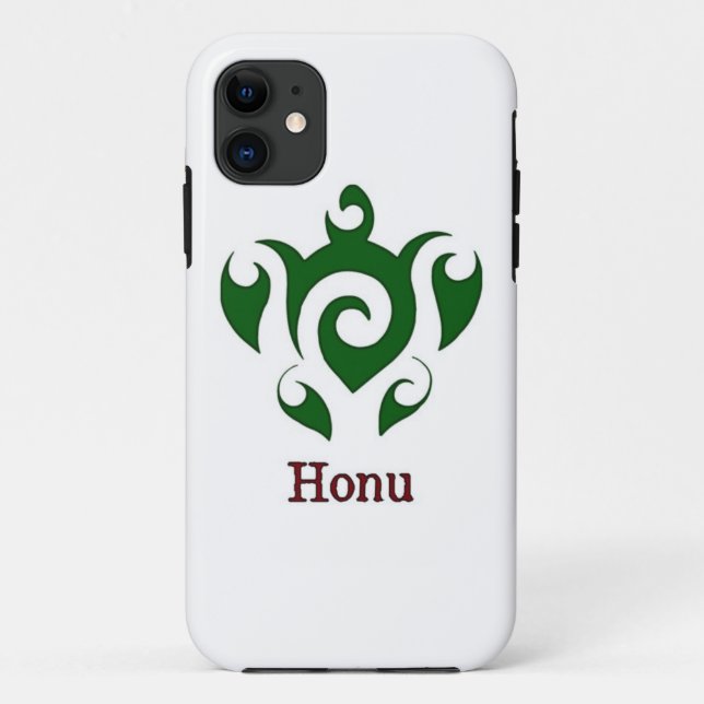 Capa Para iPhone 11 Green Tribal Hawaiian Sea Turtle Case-Mate iPhone  (Verso)