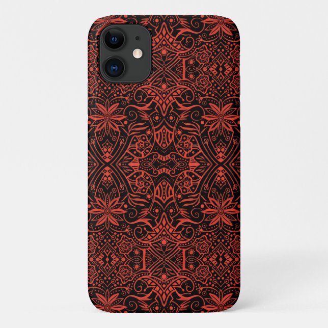 Capa Para iPhone 11 Grego Barroco Árabesque Padrão Negro Terracotta (Verso)