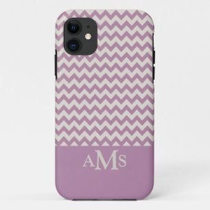 Capa Para iPhone 11 Grelha de Chevron Roxo 3 Monograma