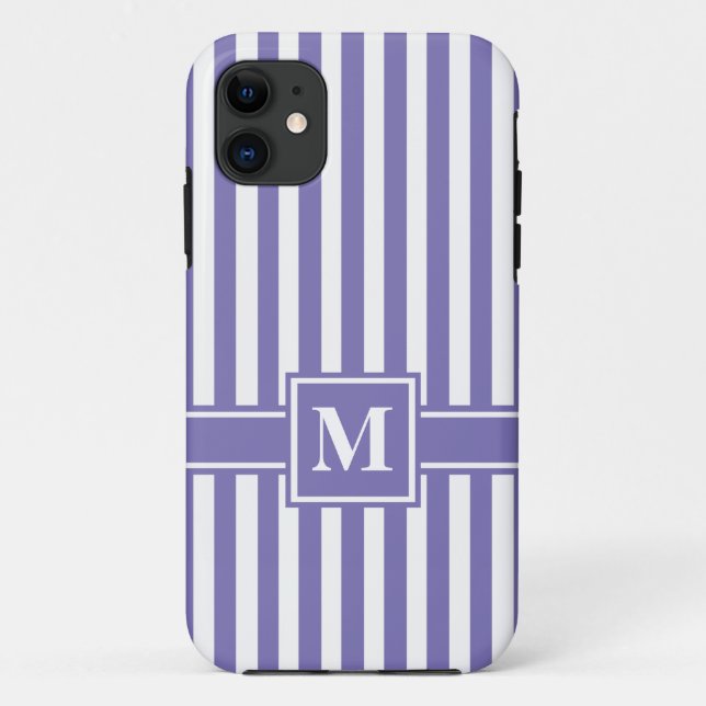 Capa Para iPhone 11 Greve Moderna Roxa com Monograma (Verso)