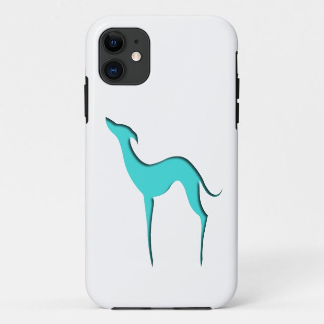 Capa Para iPhone 11 Greyhound Whippet dog elegante bobina de turquesa (Verso)