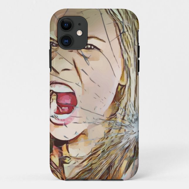 Capa Para iPhone 11 gritando, garota, garotas, garota gritando, vidro  (Verso)