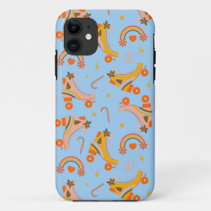 Capa Para iPhone 11 Groovy 70s rolo skate padrão de Natal