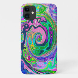 Capa Para iPhone 11 Groovy Abstrato Aqua e Marinho Lava Swirl