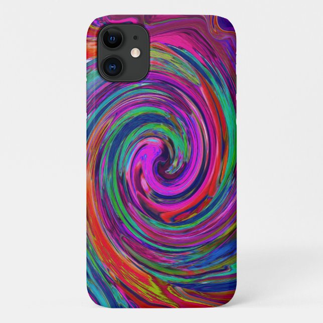 Capa Para iPhone 11 Groovy Abstrato Retro Magenta Escuro Redemoinho Ar (Verso)