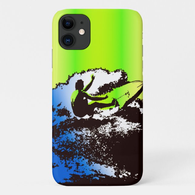 Capa Para iPhone 11 Groovy Havaiian Surfer 1960 - Limão (Verso)