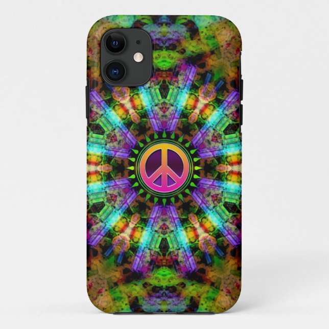 Capa Para iPhone 11 Groovy Sinal de Paz Rainbow Joy (Verso)