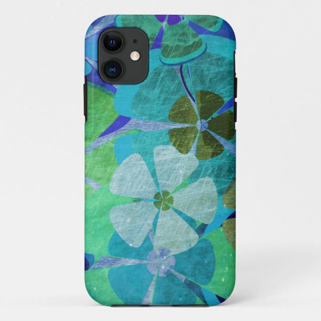 Capa Para iPhone 11 Grunge floral de vinheta (Verso)