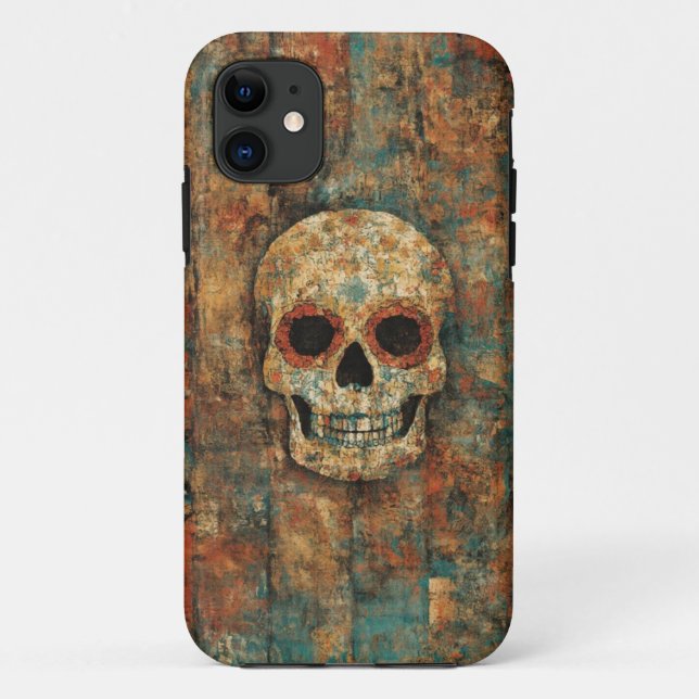 Capa Para iPhone 11 Grunge Skull Art Mobile Case (Verso)