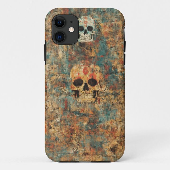 Capa Para iPhone 11 Grunge Skull Art Mobile Case (Verso)