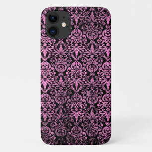 Capa Para iPhone 11 Grunge Vitoriano - Damasco Preto Vestido Rosa