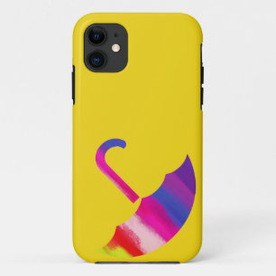 Capa Para iPhone 11 Guarda-chuvas Colorido no Fundo Amarelo