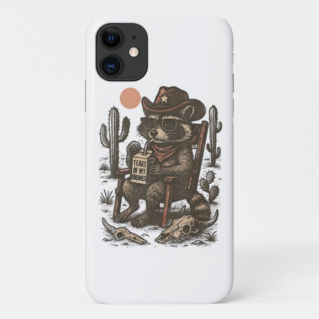 Capa Para iPhone 11 Guaxinim Cowboy Fofão Western  (Verso)