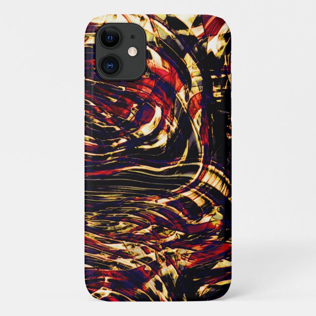 Capa Para iPhone 11 Guerra de fitas ouros contra vermelho, em fundo es (Verso)