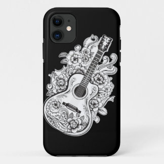 Capa Para iPhone 11 Guitar Melody: Página de Coloração de Violão Flora
