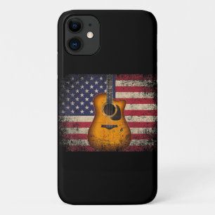 Capa Para iPhone 11 Guitarra 4 de julho Gift American Flag USA - Count