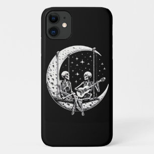 Capa Para iPhone 11 Guitarra de Lua de Casal Skeleton