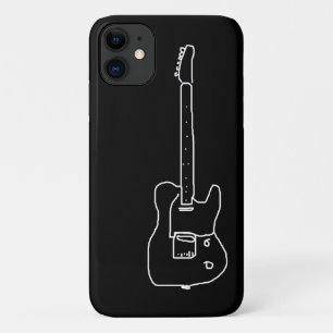 Capa Para iPhone 11 guitarra preta e branca