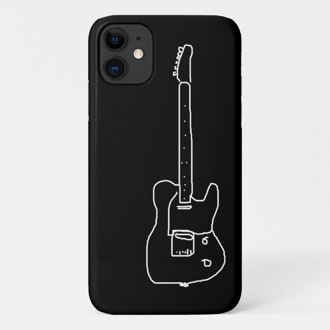 Capa Para iPhone 11 guitarra preta e branca (Verso)
