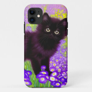 Capa Para iPhone 11 Gustav Klimt Black Kitten