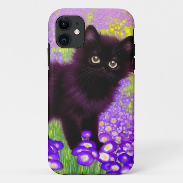 Capa Para iPhone 11 Gustav Klimt Black Kitten (Verso)
