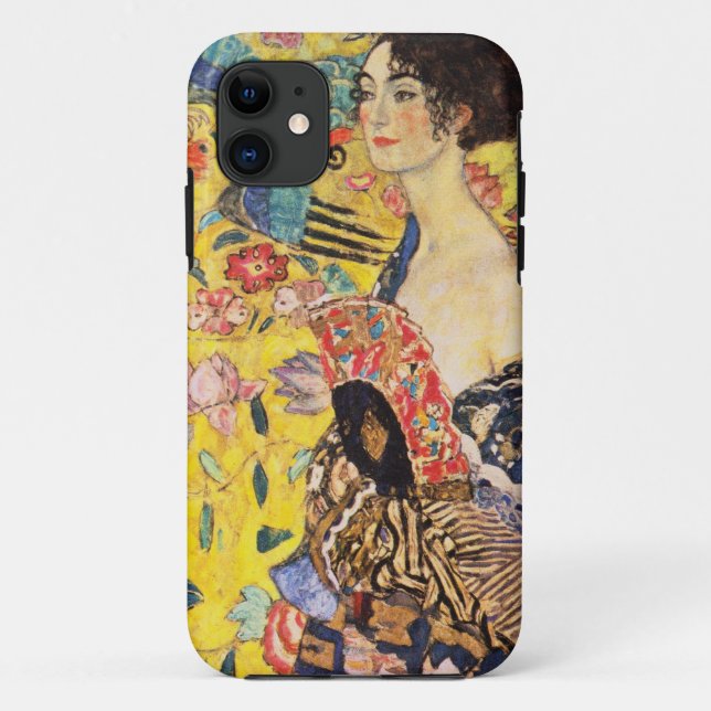 Capa Para iPhone 11 Gustav Klimt Dama Com Leque (Verso)
