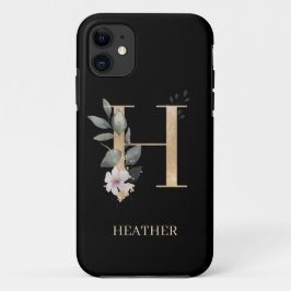 Capa Para iPhone 11 H Monograma Floral Personalizado