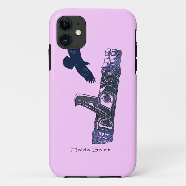 Capa Para iPhone 11 Haida Eagle & Totem Pole Arte Nativa (Verso)
