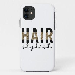 Capa Para iPhone 11 Hair Stylist Cheetah Typografia Hairdresser Gift