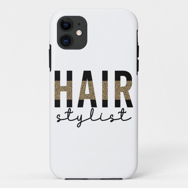 Capa Para iPhone 11 Hair Stylist Cheetah Typografia Hairdresser Gift (Verso)