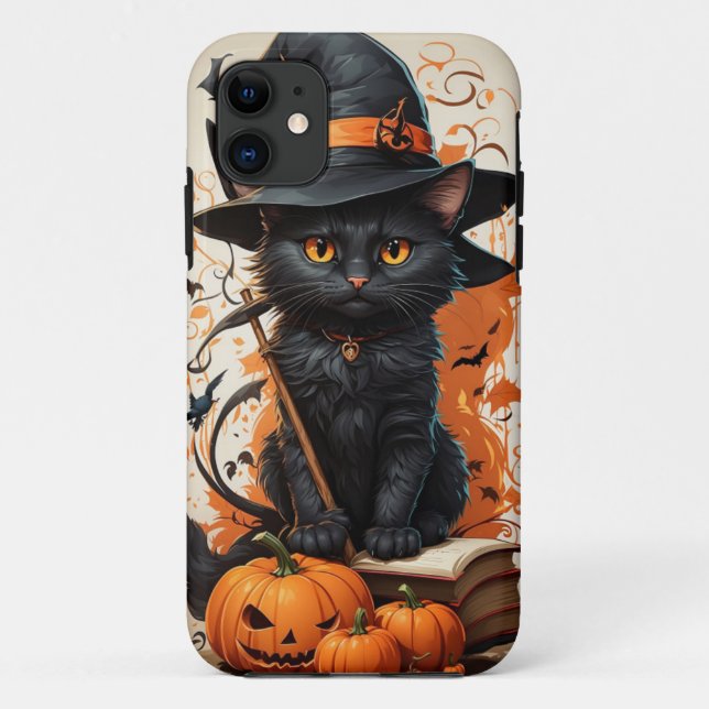Capa Para iPhone 11 Halloween Cat (Verso)