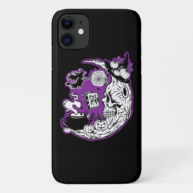 Capa Para iPhone 11 Halloween Crescent Moon Witold Skull (Verso)