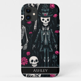 Capa Para iPhone 11 Halloween Rosas Rosa-Rosa-Cor-de-Rosa Top Hat Pers