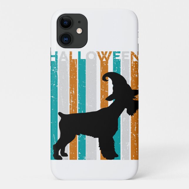 Capa Para iPhone 11 Halloween Schnauzer Silhouzer Cão | Laranja Legal (Verso)