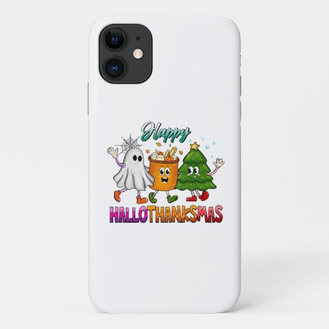 Capa Para iPhone 11 Happy Hallothanksmas (Verso)