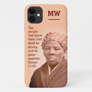 Capa Para iPhone 11 HARRIET TUBMAN Bíblia Verse MONOGRAM Peach