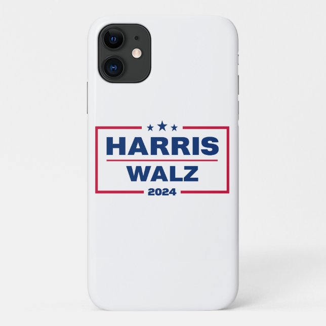 Capa Para iPhone 11 Harris Walz 2024 Kamala Harris Tim Walz Eleição (Verso)