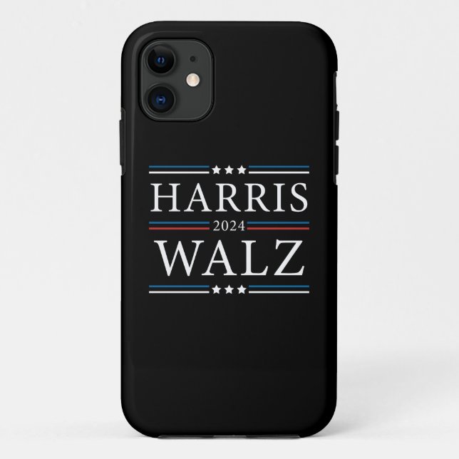 Capa Para iPhone 11 Harris Walz eleições de 2024 (Verso)