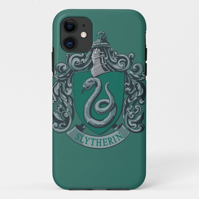 Capa Para iPhone 11 Harry Potter | Brasão de Slytherin Verde (Verso)